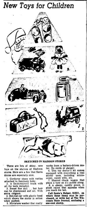 Wisconsin State Journal toy ads: 1950s